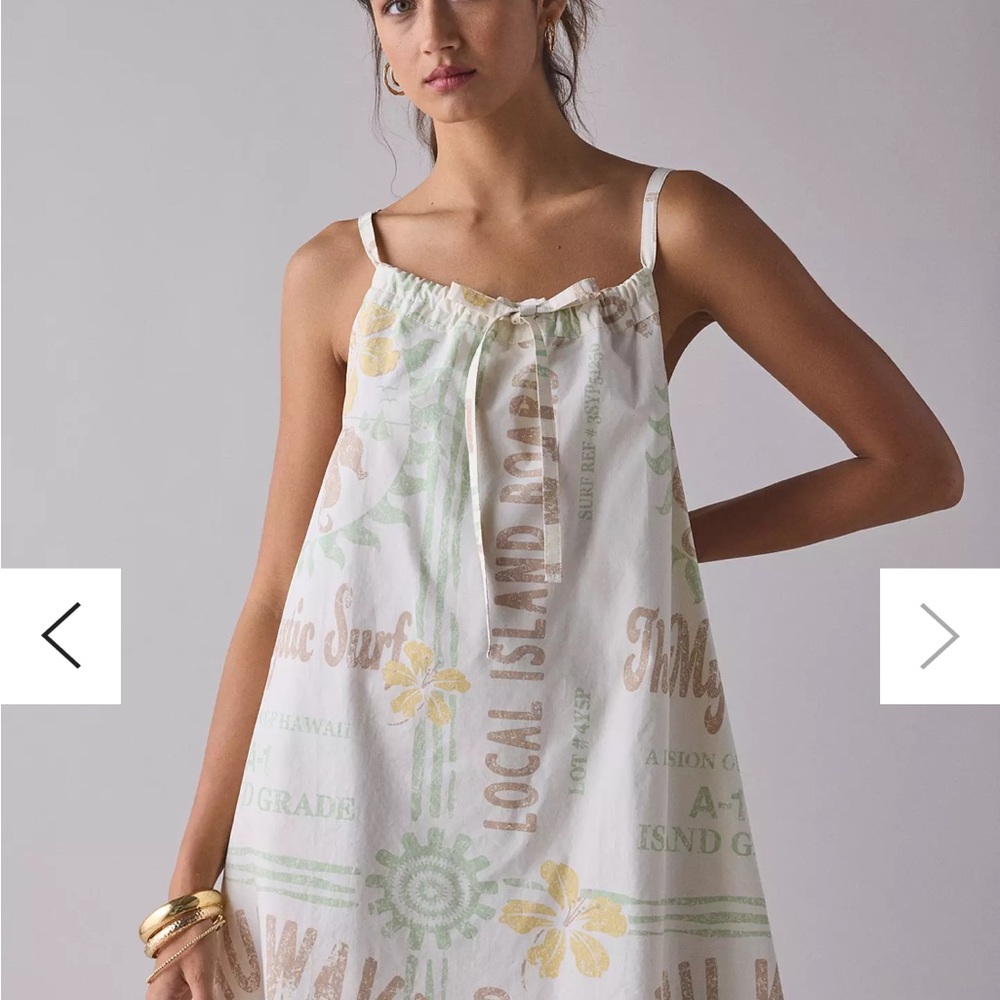 BDG Urban Outfitters Eva Tie-Front Ruched Strap Trapeze Mini Dress